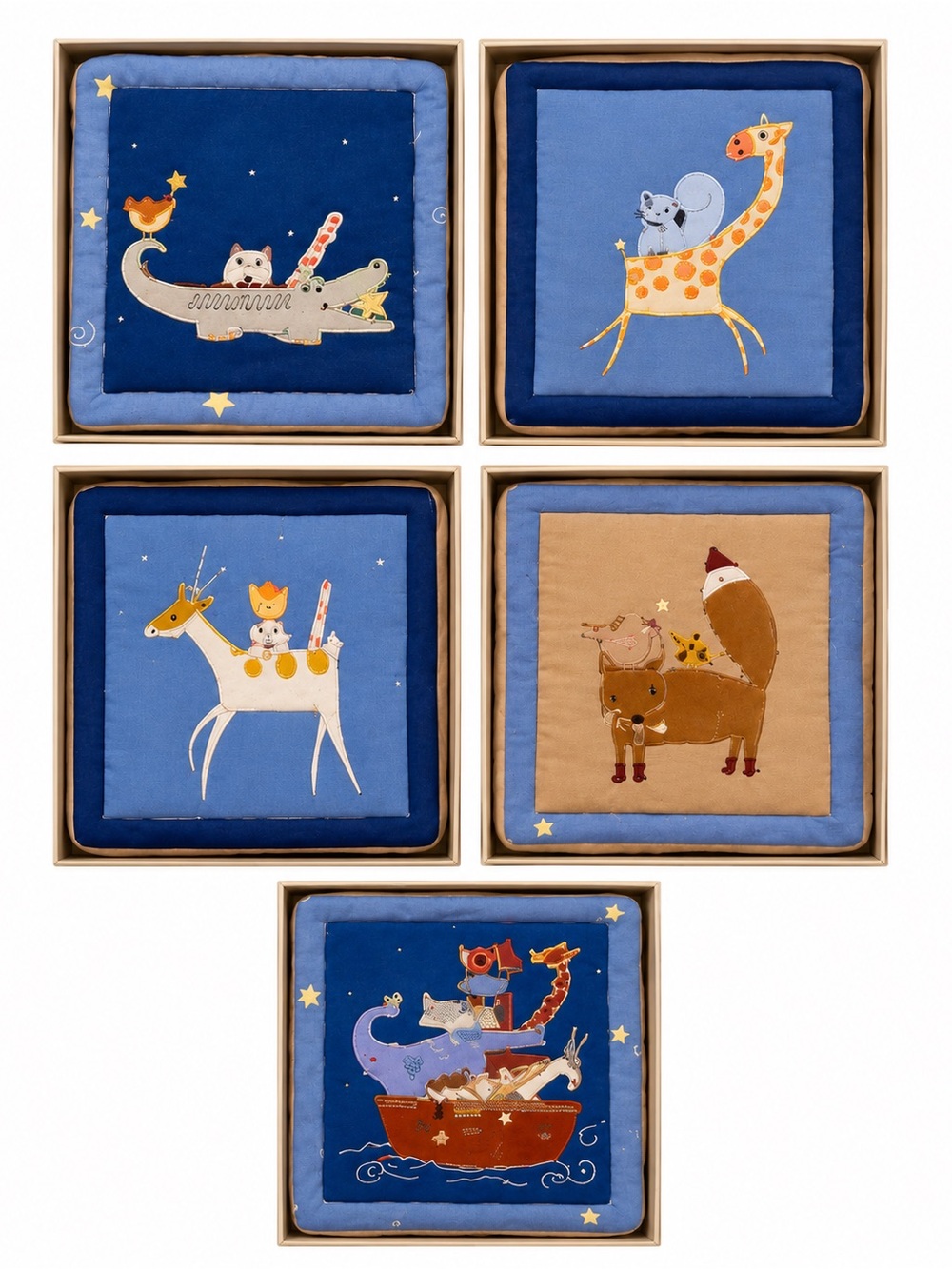 🖼️ Noah's Ark Nursery Wall Hanging Set of 5 🐘🌙